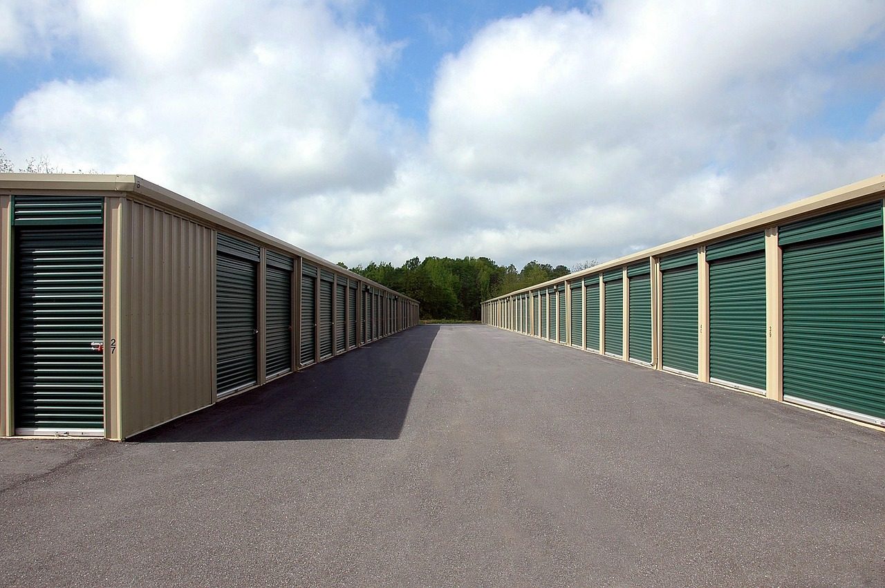 A row of self-storage units for the gap between moves